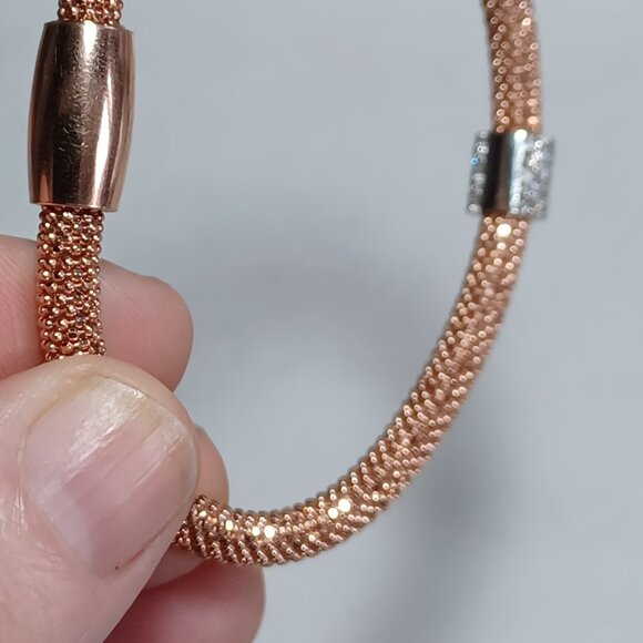 Italian Sterling Silver Rose Gold Bracelet - Picture 3 of 3